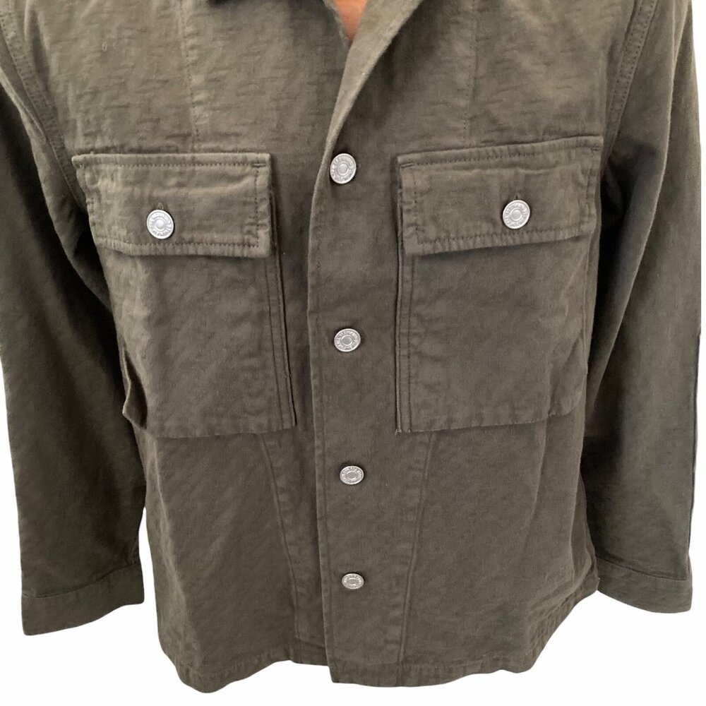 7 For All Mankind Textured Military Shirt Jacket Mens Small Olive Green Shacket - Picture 8 of 12